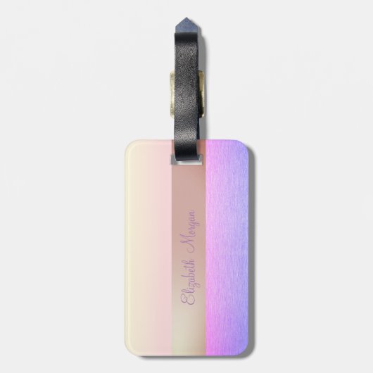 Cooler, trendiger Streifen, farbenfroher Ananas Gepäckanhänger (Rückseite vertikal)