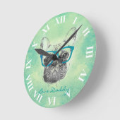 Cooler, trendiger, Vintager Bulldog-Welpe Runde Wanduhr (Winkel)