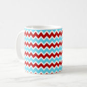 Cooler Trendy aquamariner Türkis-rote Zickzack Kaffeetasse (Vorderseite Links)
