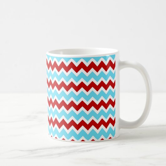 Cooler Trendy aquamariner Türkis-rote Zickzack Kaffeetasse (Rechts)