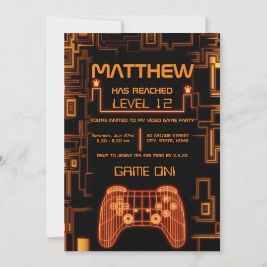 Cooler trendy Boy Console Controller Gamer Geburts Einladung (Vorderseite)