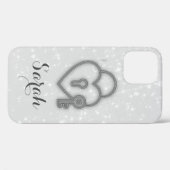 Cooler, trendy Silver Heart Case-Mate iPhone Case (Rückseite (Horizontal))