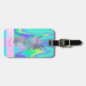 Cooler Trendy Stripe Ananas Holographisch Gepäckanhänger (Vorderseite horizontal)