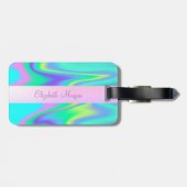 Cooler Trendy Stripe Ananas Holographisch Gepäckanhänger (Rückseite horizontal)