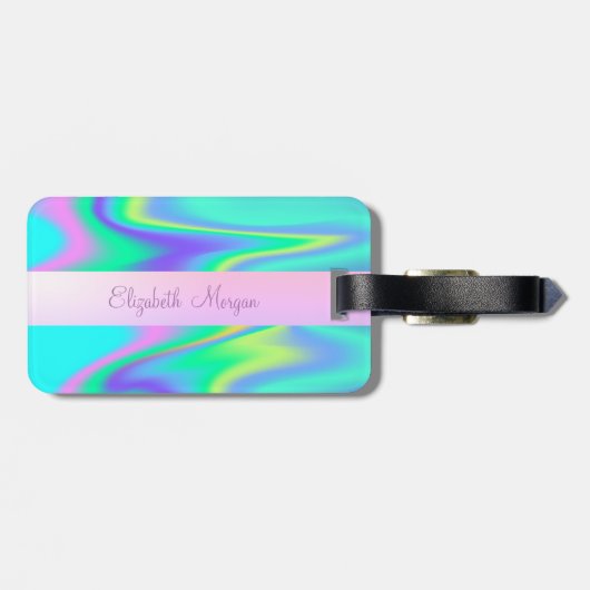 Cooler Trendy Stripe Ananas Holographisch Gepäckanhänger (Rückseite horizontal)