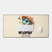 Cooler Trex Dinosaurier Bauer mit rotem Traktor Schreibtischunterlage (Tastatur & Maus)