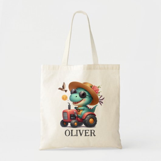 Cooler Trex Dinosaurier Bauer mit rotem Traktor Tragetasche (Vorne)