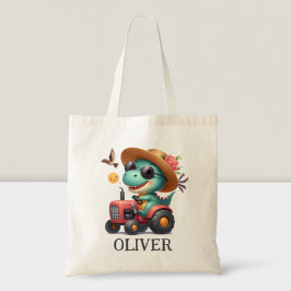 Cooler Trex Dinosaurier Bauer mit rotem Traktor Tragetasche