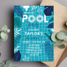 Cooler Tropical Pool Boy Geburtstagseinladung