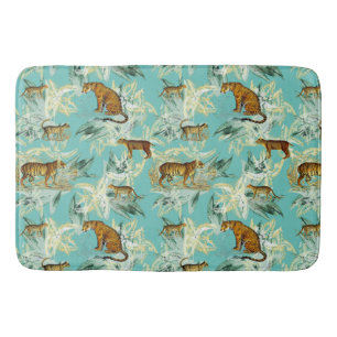 Cooler Tropischer Safari Wildkatzen Tiger Aquamari Badematte