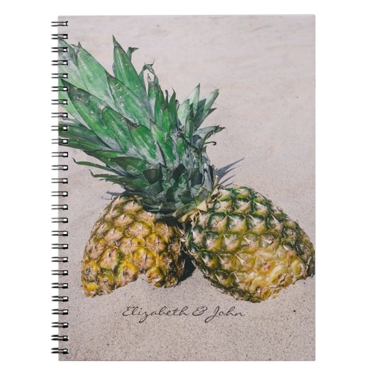 Cooler tropischer Strand mit Ananas-Personalisiert Notizblock (Vorderseite)