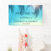 Cooler tropischer Strand, Palm Blue Wedding Banner (Insitu)