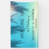 Cooler tropischer Strand, Palm Blue Wedding Banner (Vertikal)