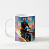 cooler Trump, der Motorrad auf Alien Planet MAGA f Kaffeetasse (Links)