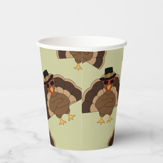 Cooler türkischer Erntedank mit braunem, grünem Mu Pappbecher (Rechts)