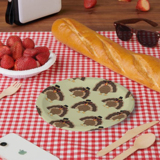 Cooler türkischer Erntedank mit braunem, grünem Mu Pappteller (Picknick)