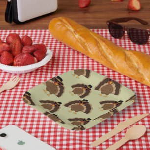 Cooler türkischer Erntedank mit braunem, grünem Mu Pappteller