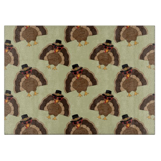 Cooler türkischer Erntedank mit braunem, grünem Mu Schneidebrett (Vorderseite)