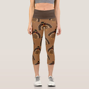 Cooler türkischer Erntedank mit braunem Muster Capri Leggings