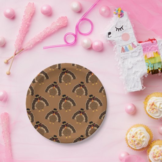 Cooler türkischer Erntedank mit braunem Muster Pappteller (Party)