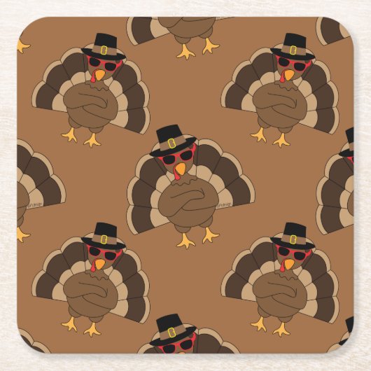 Cooler türkischer Erntedank mit braunem Muster Rechteckiger Pappuntersetzer (Vorderseite)