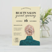 Cooler türkisfarbener Glitzer Schönheitssalon mit  Einladung (Stehend Vorderseite)