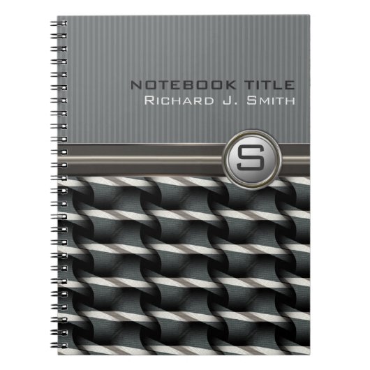 Cooler Typ Abstrakt Steel Muster Monogram Notebook Notizblock (Vorderseite)