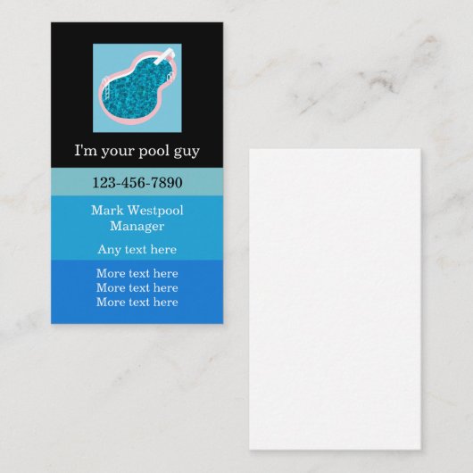 Cooler Typ des Pools Visitenkarte (Vorne/Hinten)