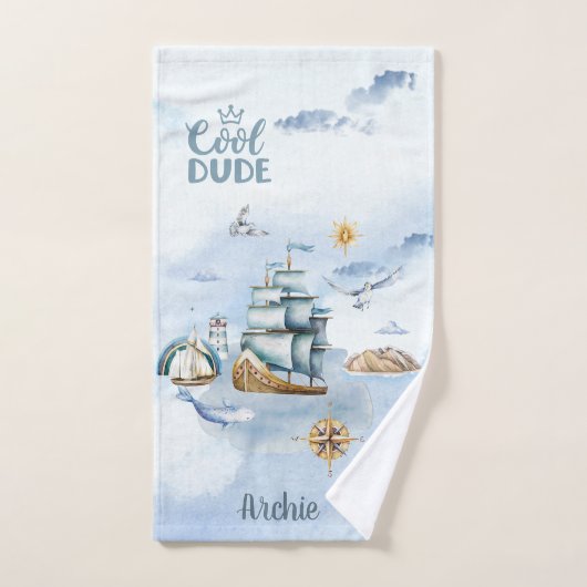 Cooler Typ im Ozean individuell anpassbar Badhandtuch Set (Handtuch)