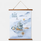 Cooler Typ im Ozean individuell anpassbar Wandteppich Mit Holzrahmen (Vorderseite)