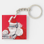 Cooler Typ Old Skool Achtzig WeihnachtsdJ Schlüsselanhänger (Rückseite)