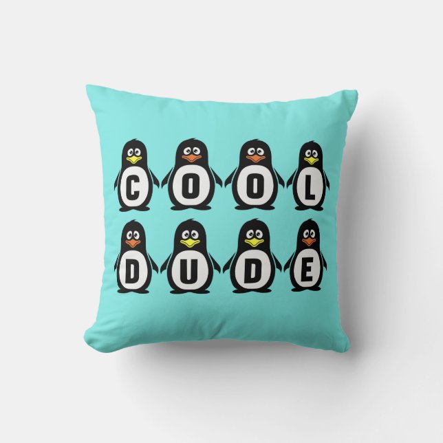 "Cooler Typ" Pinguine Kissen (Vorderseite)