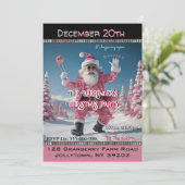 Cooler Typ Pink Sunny Weihnachten Party Einladung (Stehend Vorderseite)