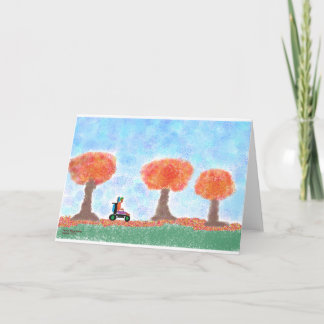 Cooler Typ rollt durch Blätter Karte