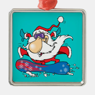 cooler Typ Snowboarden Weihnachtsmann Ornament Aus Metall
