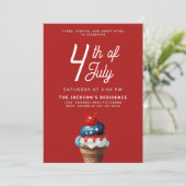 Cooler Unabhängigkeitstag Eiscreme Juli Wasserfarb Einladung (Stehend Vorderseite)