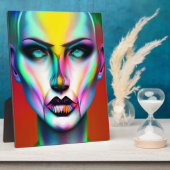 Cooler und cremefarbener Androgynroboter Fotoplatte (Seite)