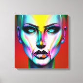 Cooler und cremefarbener Androgynroboter Leinwanddruck (Vorderseite)