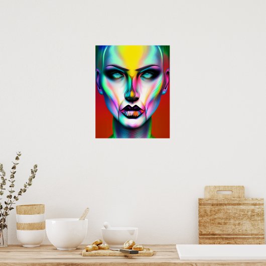 Cooler und cremefarbener Androgynroboter Poster (Küche)