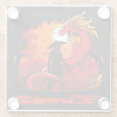 Cooler und farbenfroher Samurai-Krieger mit Dragon Glasuntersetzer (Rückseite)