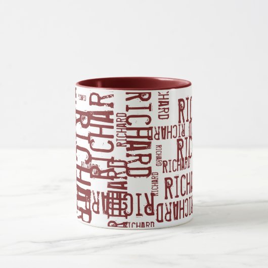 cooler und moderner roter Bordeaux-Name, Typografi Tasse (Zentrum)