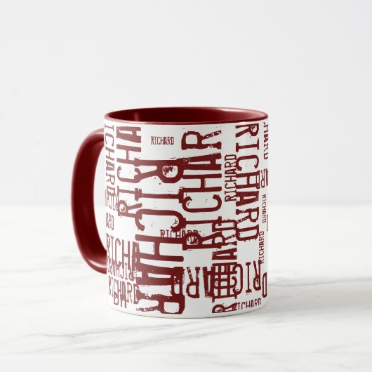 cooler und moderner roter Bordeaux-Name, Typografi Tasse (Vorderseite Links)