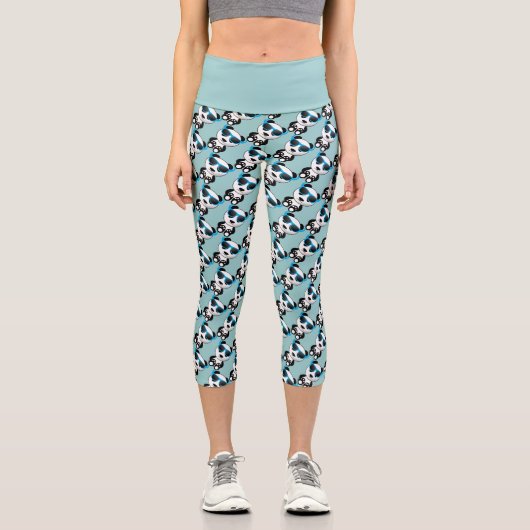 Cooler und niedlicher Panda-Bär mit Sonnenbrillen Capri Leggings (Vorderseite)