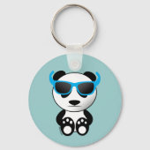 Cooler und niedlicher Panda mit Sonnenbrille Schlüsselanhänger (Vorderseite)