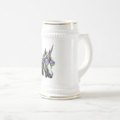 Cooler Unicorn mit Regenbogensonnenbrillen Bierglas (VorderseiteRechts)