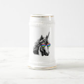 Cooler Unicorn mit Regenbogensonnenbrillen Bierglas (Mittel)