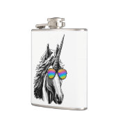 Cooler Unicorn mit Regenbogensonnenbrillen Flachmann (Links)