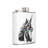 Cooler Unicorn mit Regenbogensonnenbrillen Flachmann (Rechts)