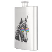Cooler Unicorn mit Regenbogensonnenbrillen Flachmann (Links)