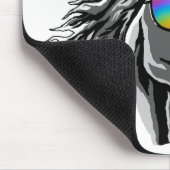 Cooler Unicorn mit Regenbogensonnenbrillen Mousepad (Ecke)